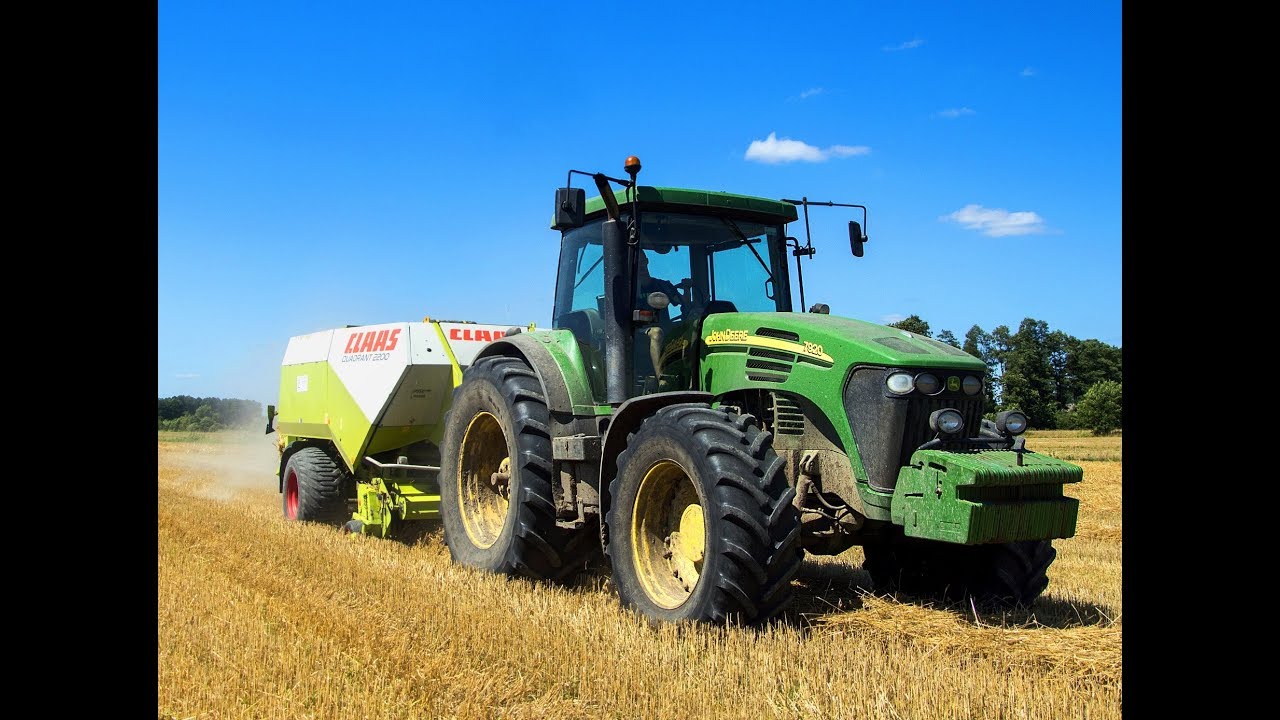 Prasowanie i zbi&oacute;r słomy -John Deere 7920 & Claas Quadrant 2200