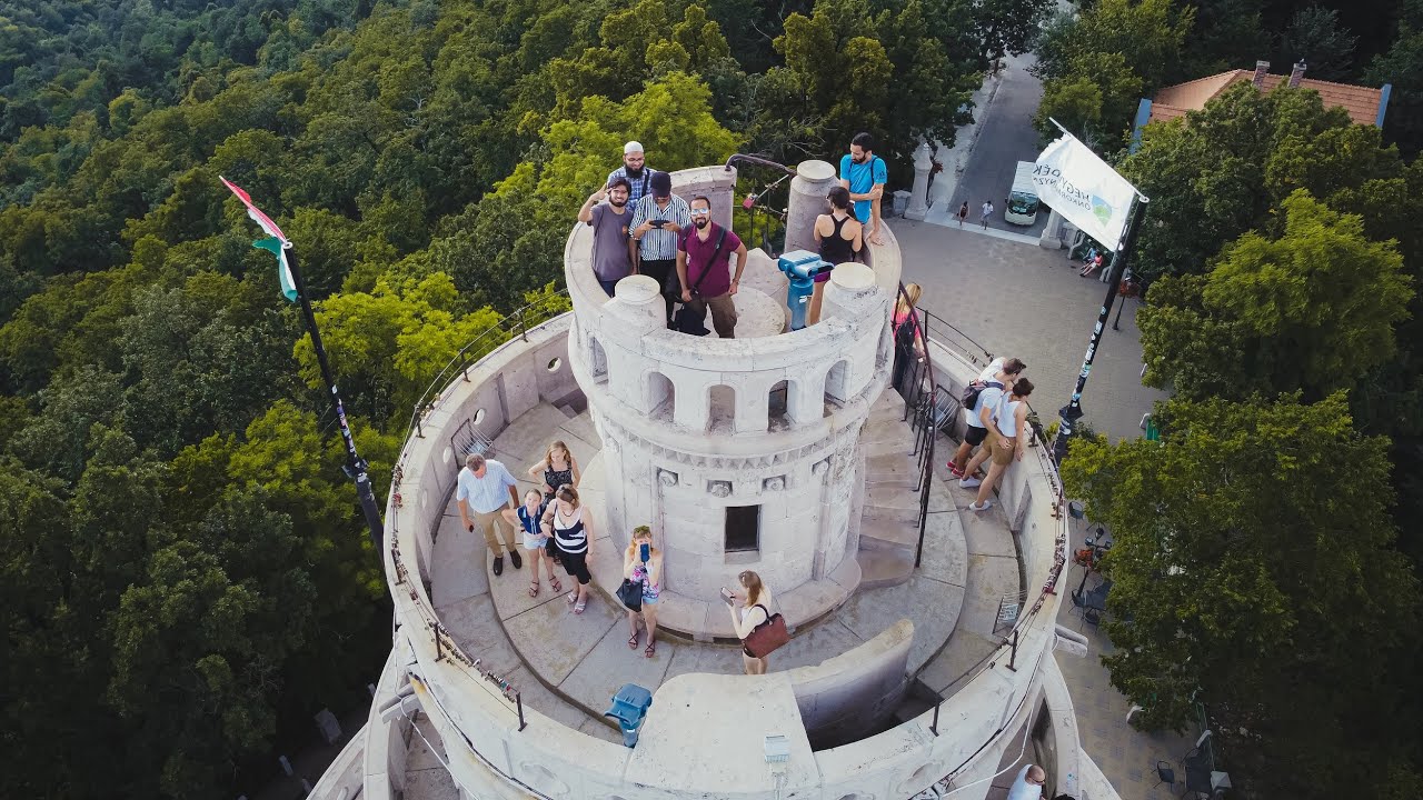 Elizabeth Lookout Tower on J&aacute;nos Hill - Budapest Normafa Hungary 4K DJI Mavic Mini