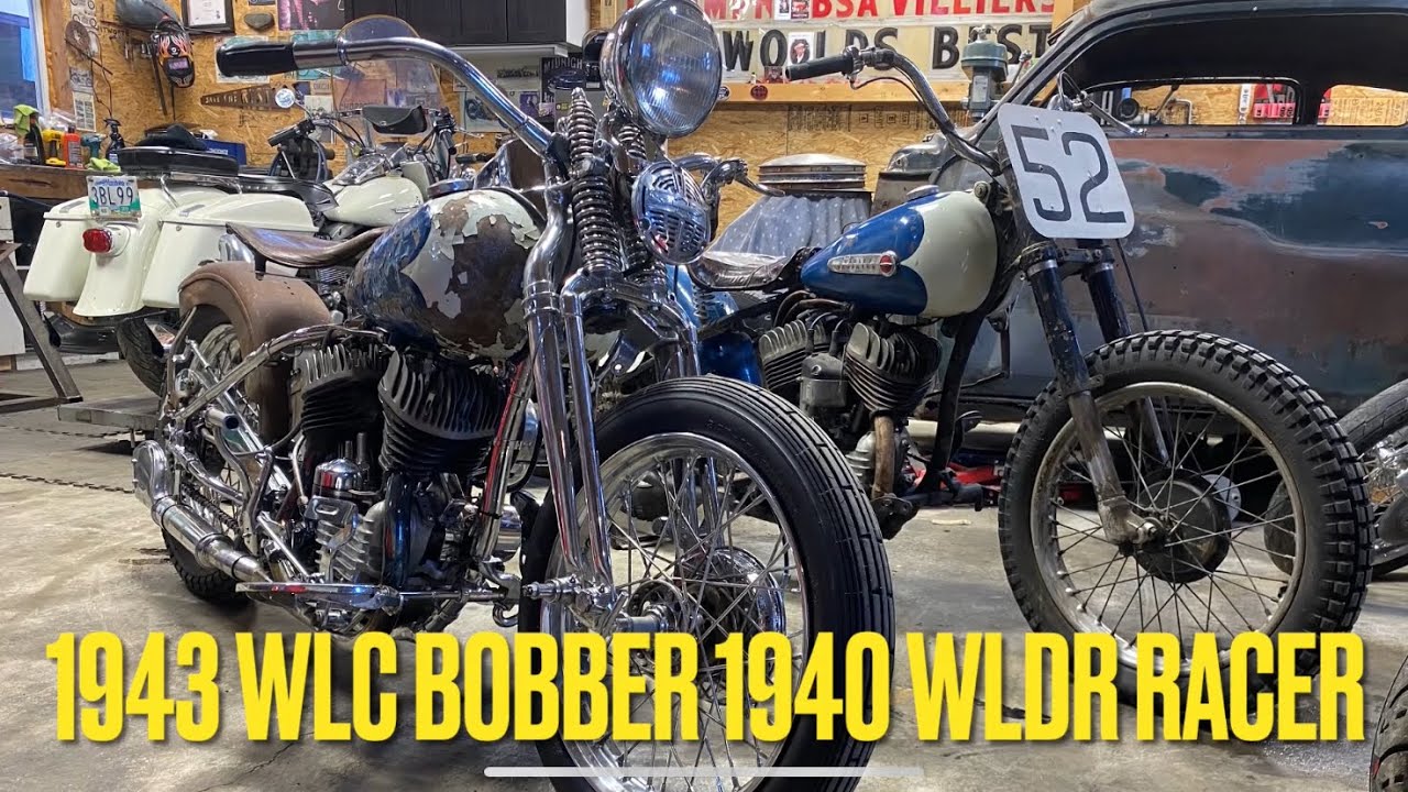  Harley WLDR racer 1943 WLC bobber motorcycles at Save the Rust Motorcycles