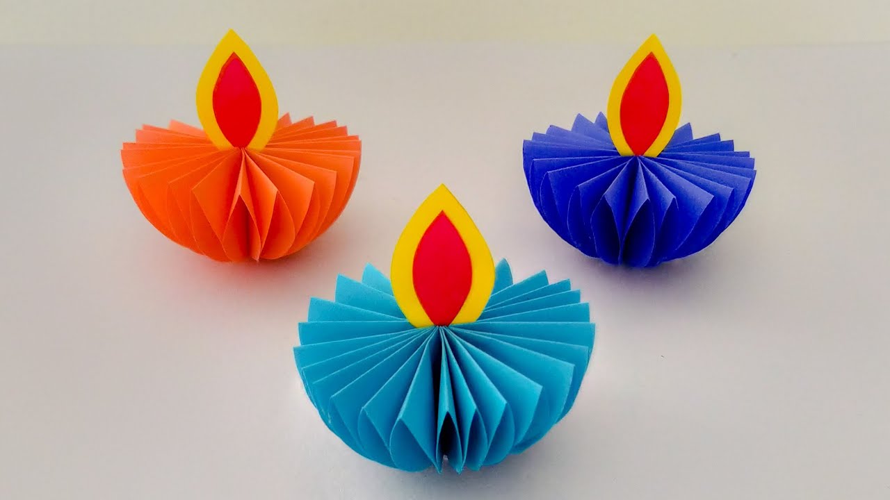 Diya Decoration | Diya Making With Paper | Diwali Decoration | Diya Decoration at Home | Paper Diya