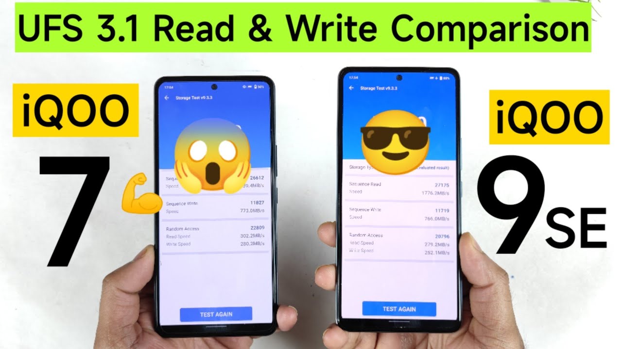 iQOO 9SE vs iQOO 7 UFS 3.1 Read & Write Speedtest Comparison which is Best #iqoo 🔥🔥🔥