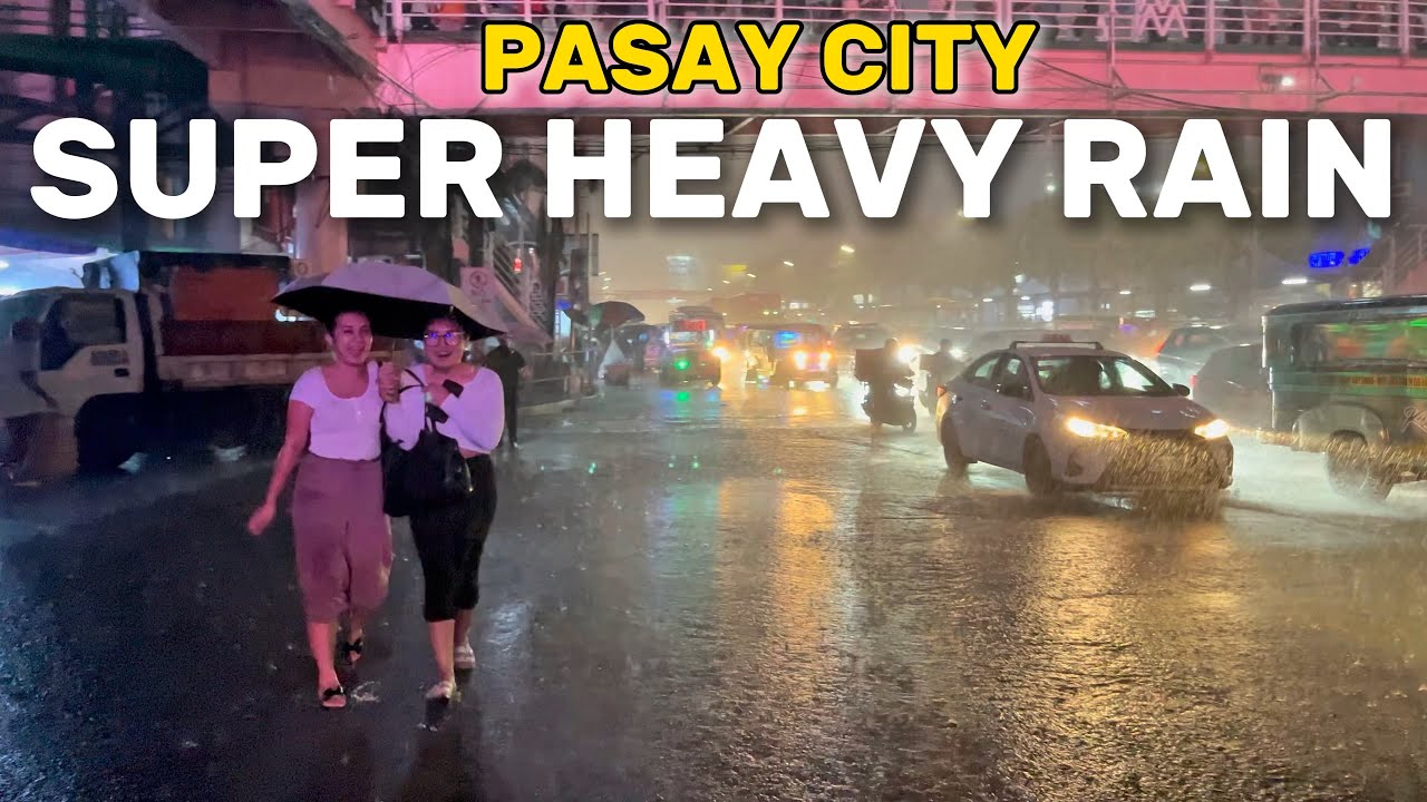 CRAZY NIGHT!SUPER HEAVY RAINFALL ATTACK in RUSH HOUR|PASAY CITY EDSA TAFT 🇵🇭
