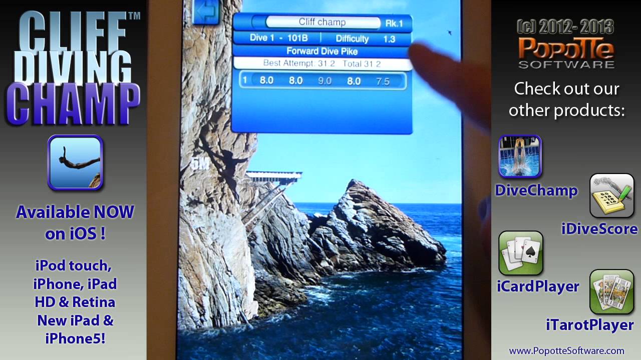 CliffDivingChamp - Footage Reel - Cliff Diving Videogame iOS - Gameplay (IPad)