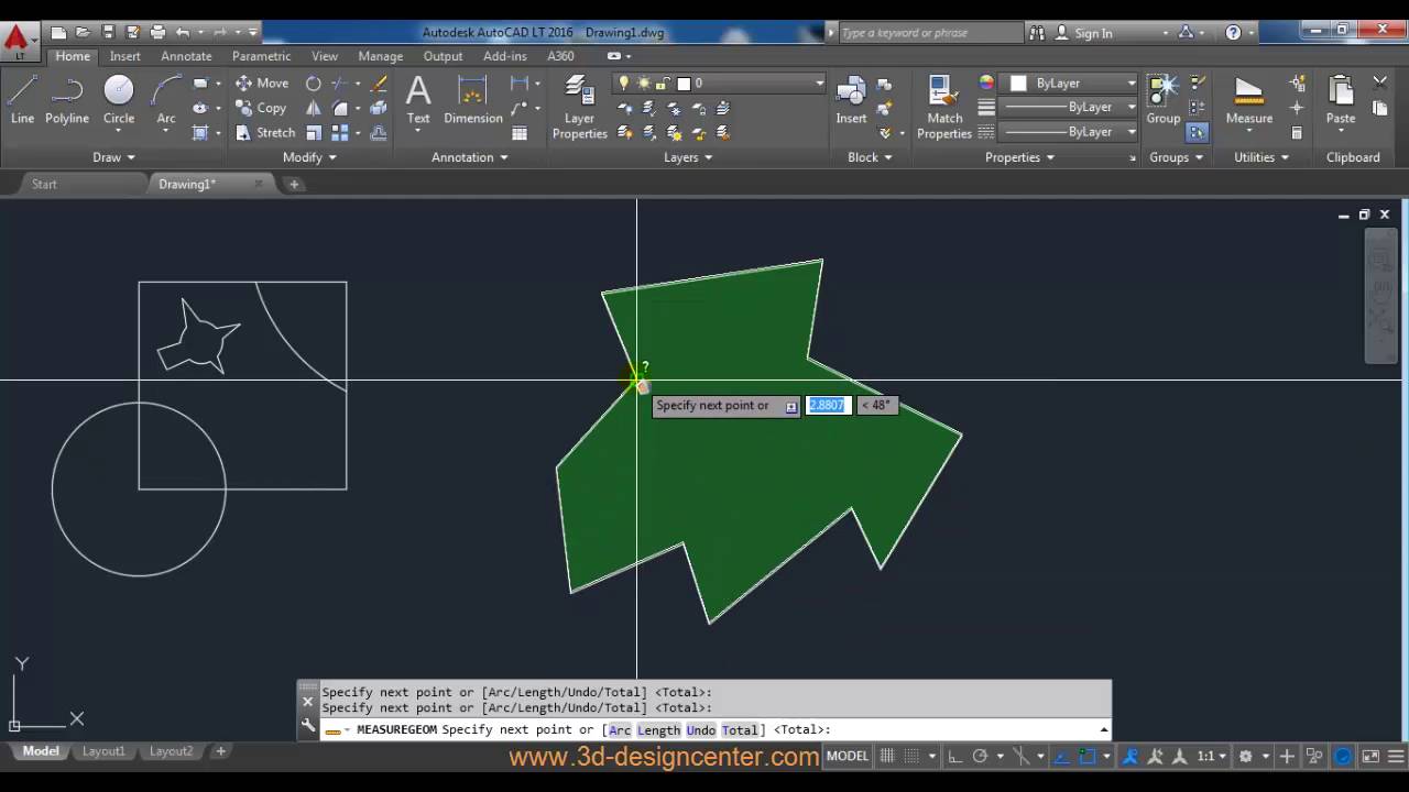 การหาพื้นที่ และเส้นรอบรูปด้วยคำสั่ง Boundary Creation ใน Autocad