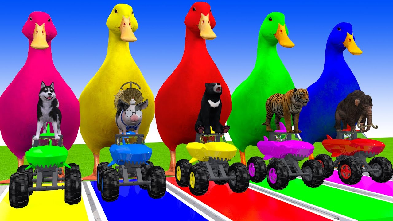 Long Slide Game with Cow Elephant Gorilla Hippopotamus Tiger 3d Animal Game Funny 3d Animals