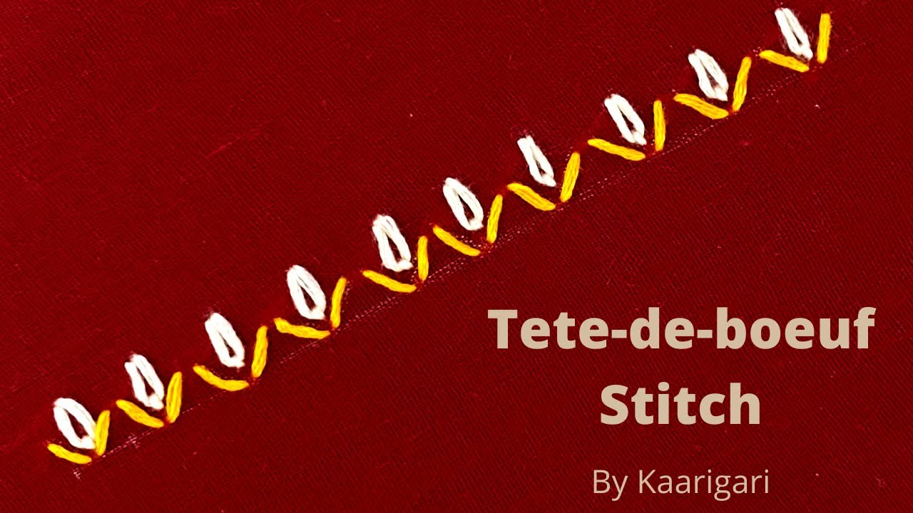 Tete-de-boeuf Stitch Tutorial | Hand Embroidery borderline For beginners |Hand Embroidery Border