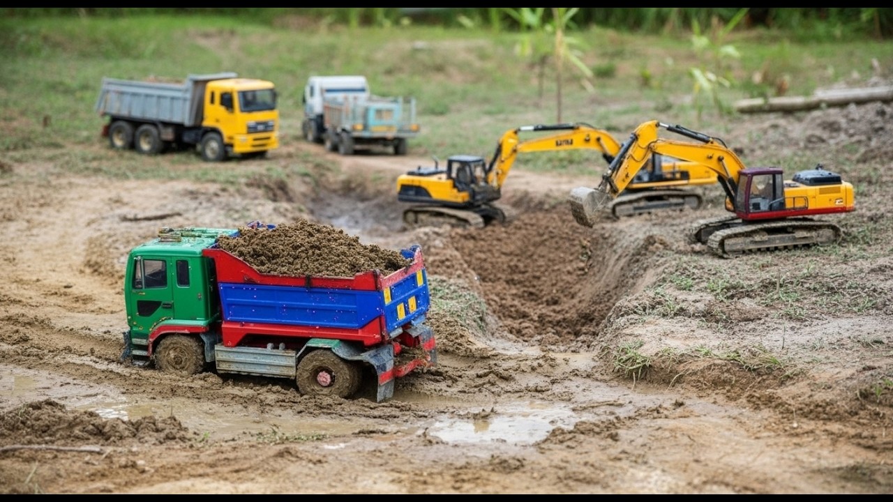 RC TRUCKS CONSTRUCTION GIANTS IN ACTION EXCAVATORS DUMP TRUCKS WHEEL LOADER