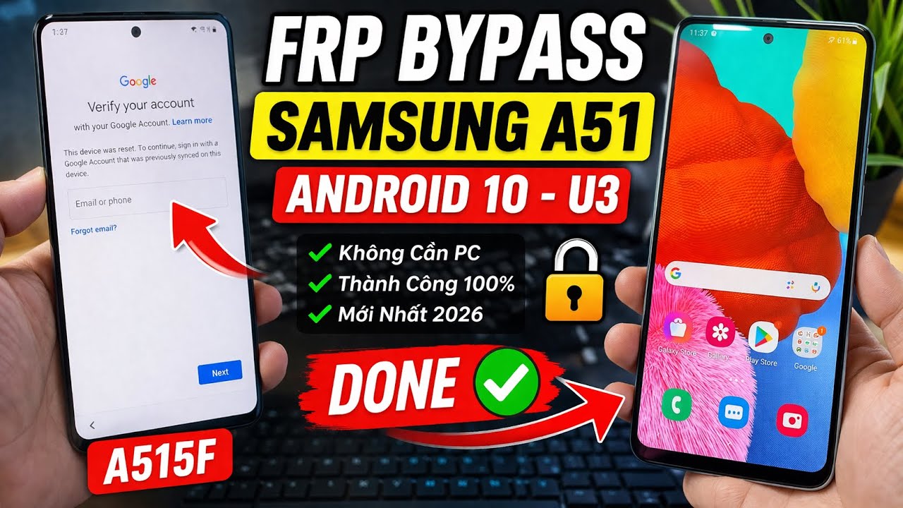 Bypass FRP A51 (A515F) android 10 U3/ unlock google account A515 frp/ acc frp samsung