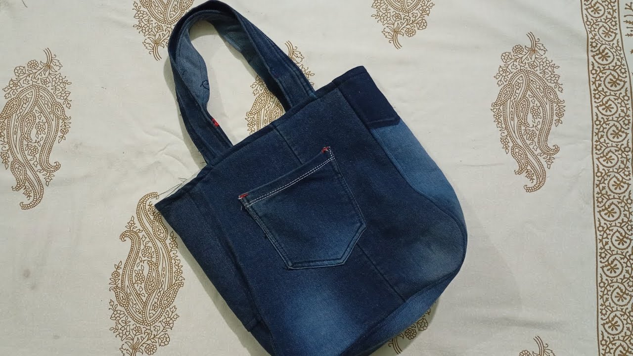 Try this easy handbag from Old jeans || turn your waste jeans into this bag #virl #sewing 