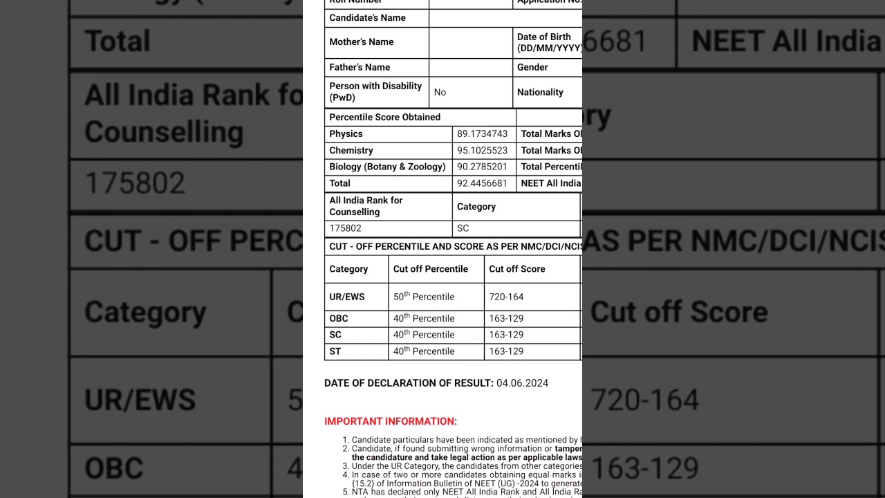 Shocking🥺 neet ug 2024 result #neet2024 #neet #neetug2024 neet ug 2024 result reaction video😱 #nta