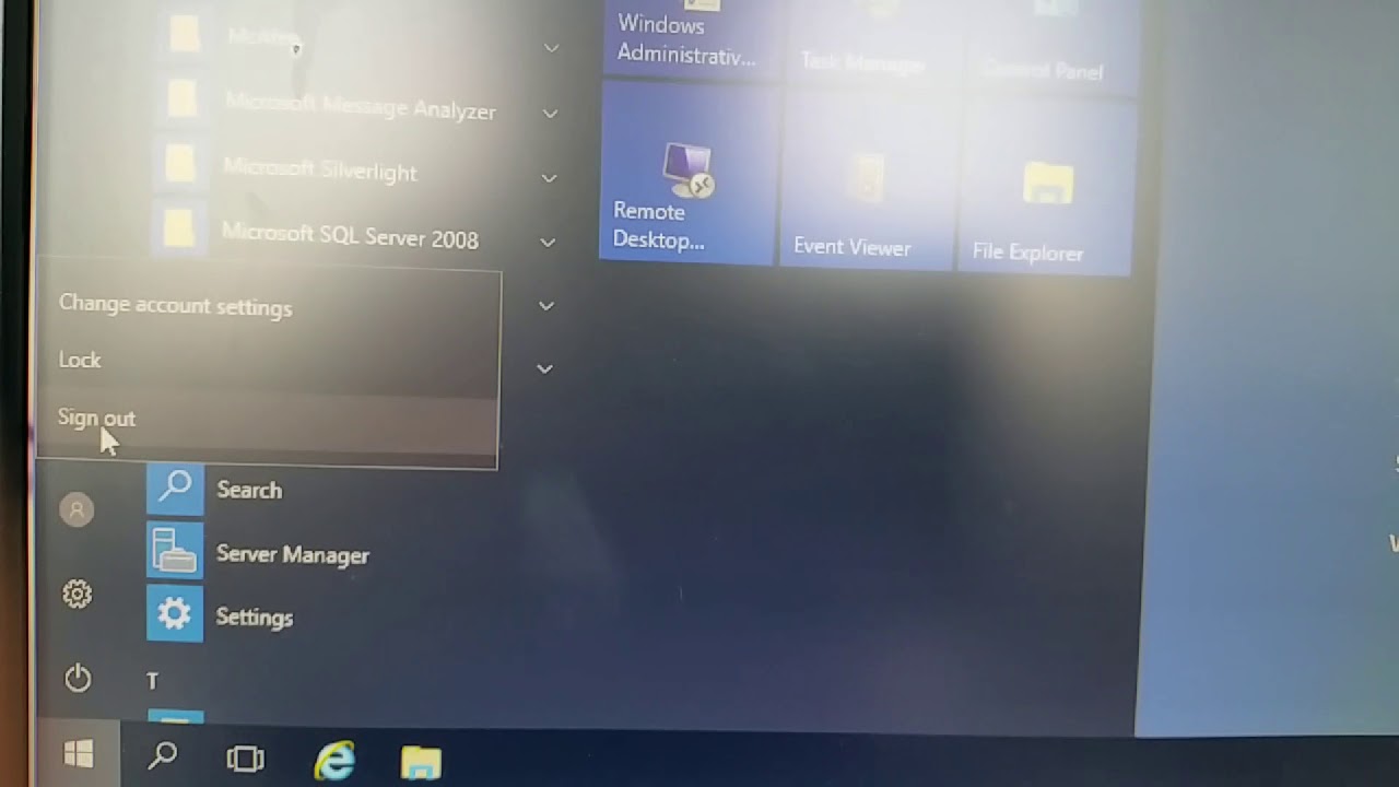 Windows 2016 se deconnecter (how to)