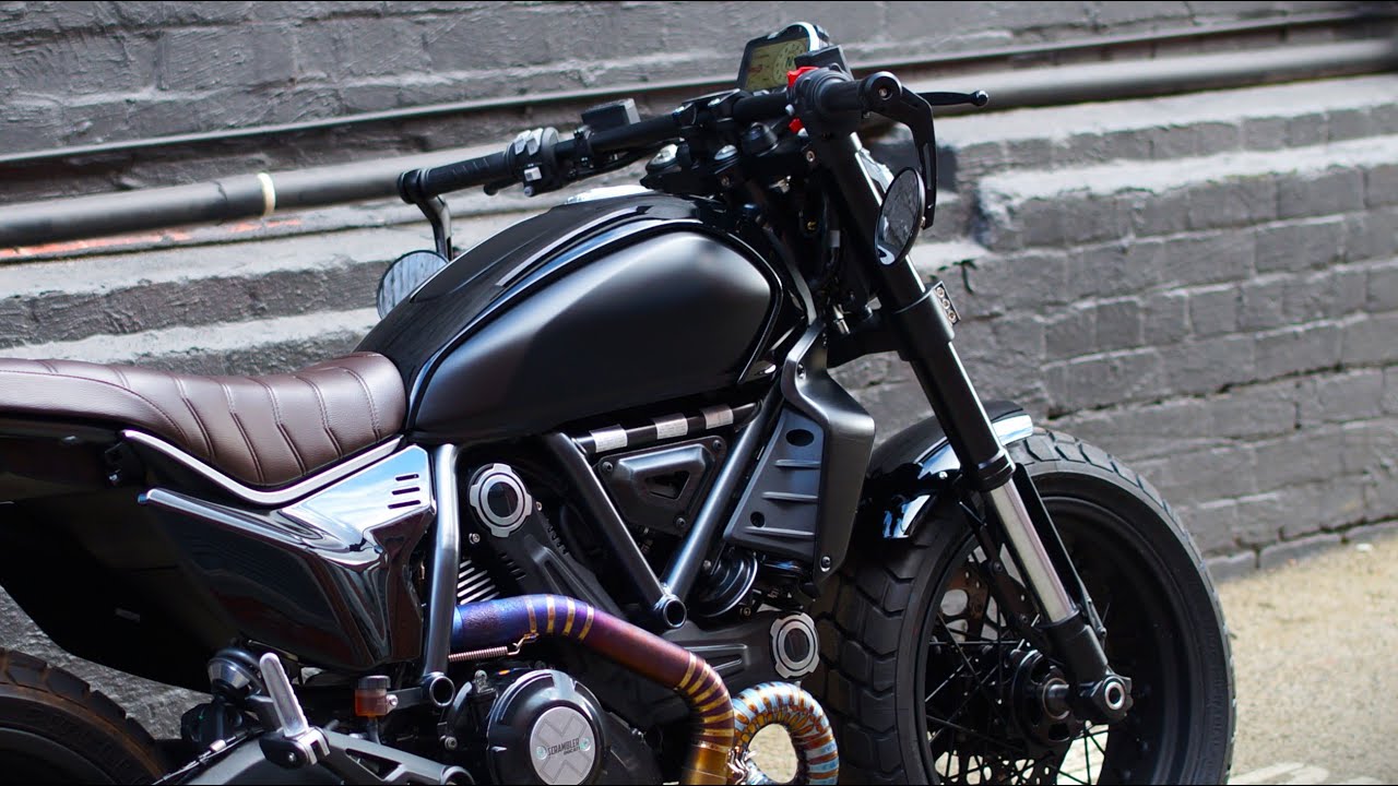 Custom Ducati Scrambler - big front end and titanium exhaust