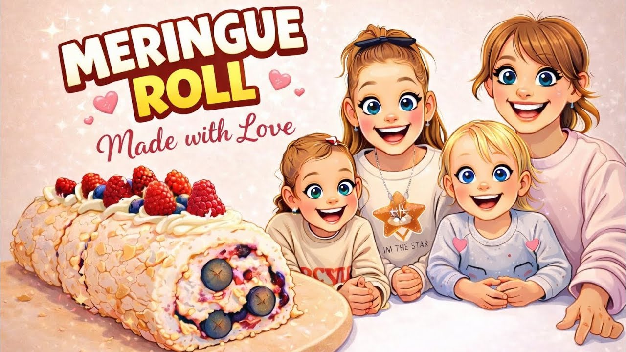 Family cooking time! 🍰 Kids Bake a Meringue Roll