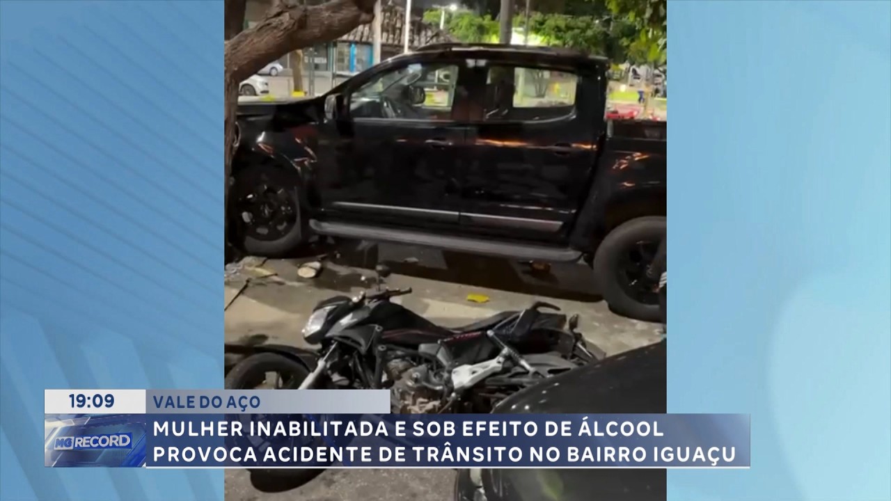 Vale do Aço: Mulher inabilitada e sob efeito de álcool provoca acidente no bairro Iguaçu.