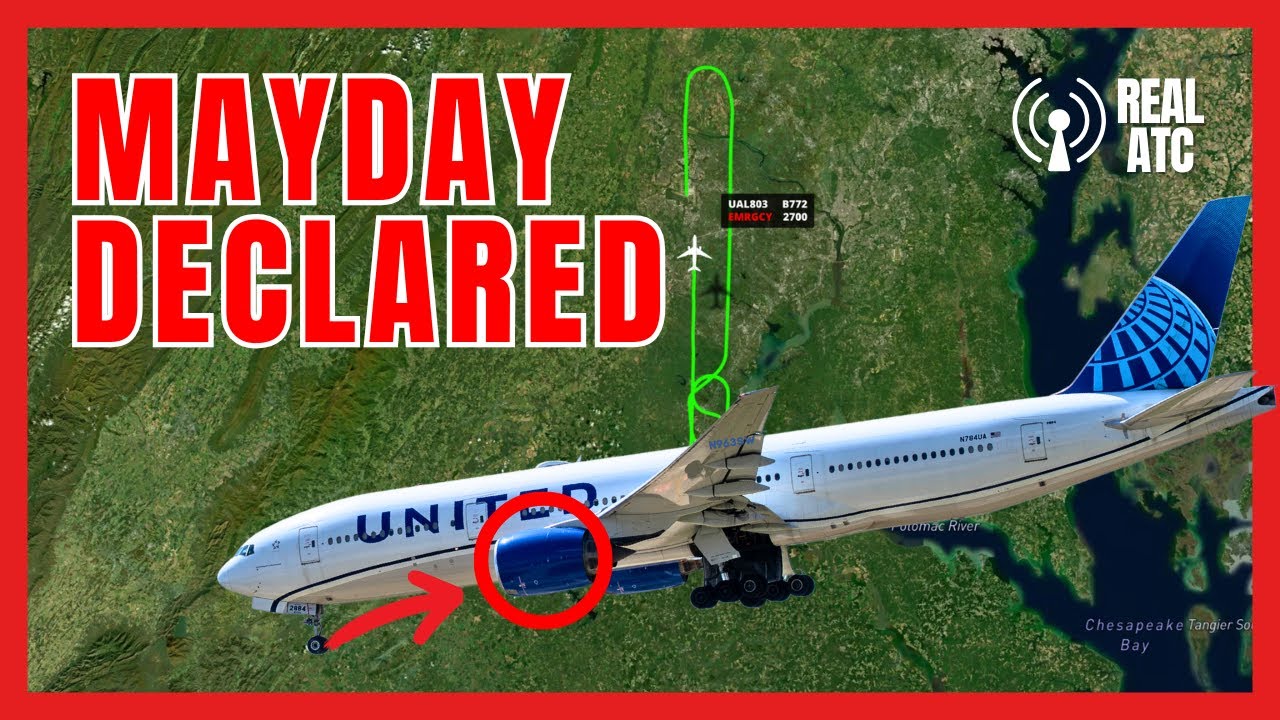 Самолет Boeing 777 компании United Airlines подал сигнал бедствия (MAYDAY) и вернулся в аэропорт ...