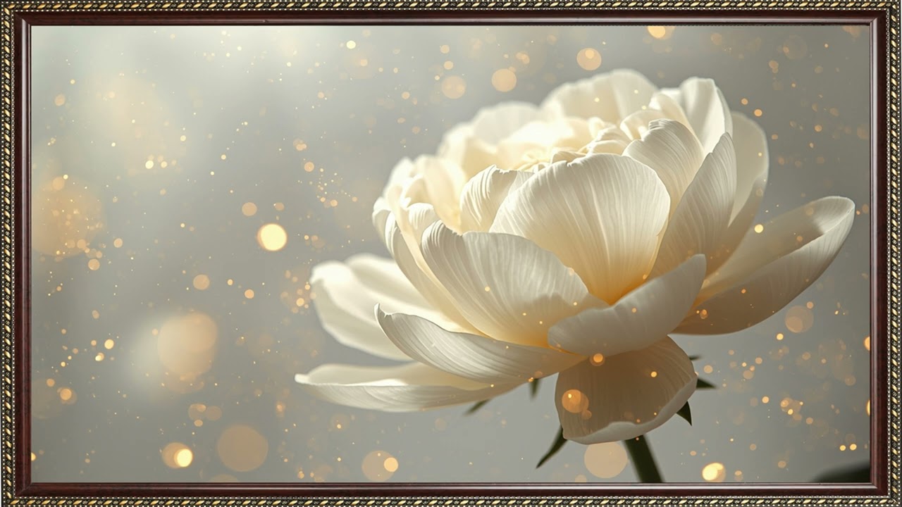 Beautiful Golden Petal Peony | 8K Full Screen TV Art