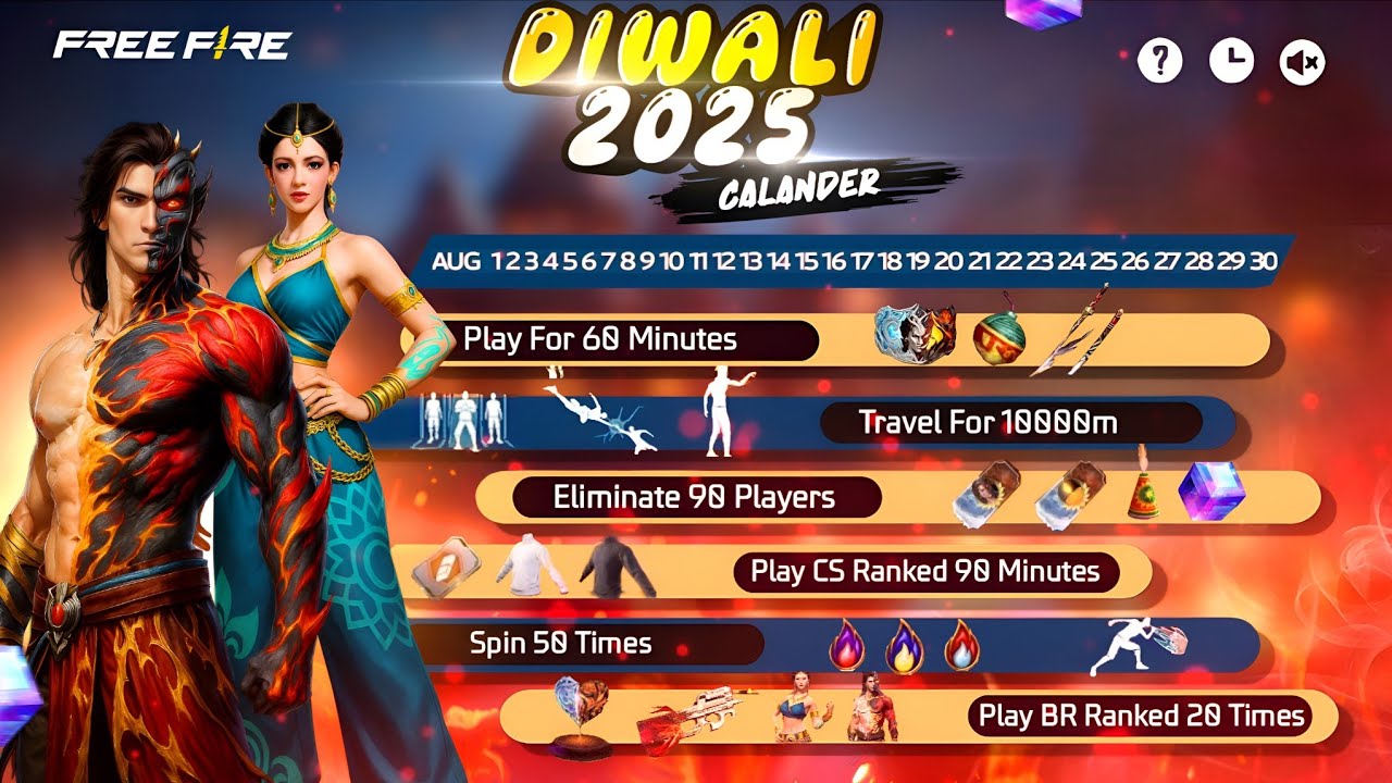 Diwali 2025🔥 Event Free Rewards🇮🇳 | Diwali Event Calender Free Fire | Free Fire Diwali Event Rewards