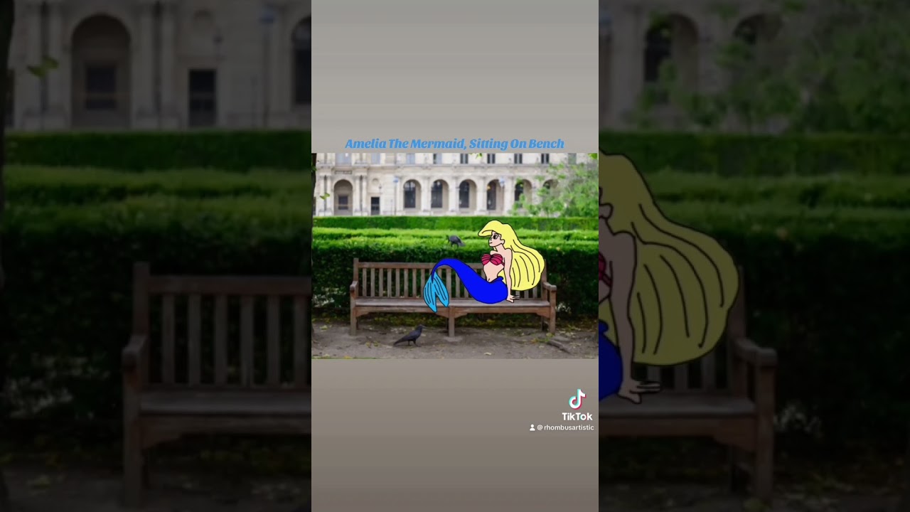 Amelia The Mermaid, Sitting On Bench