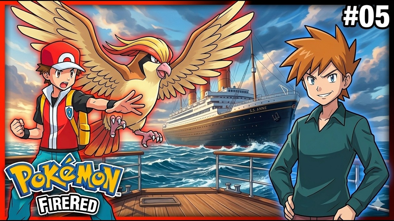 POKÉMON FIRE RED DEFINITIVO – EP 05 | O Navio S.S. Anne, Batalha Contra o Rival e HM01 CUT