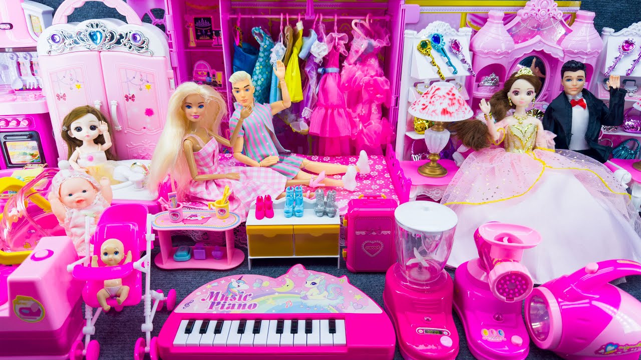 22 Minutes Satisfying Unboxing Royal Barbie Princess Cozy Bedroom Dress Up Playset ASMR Review Toys
