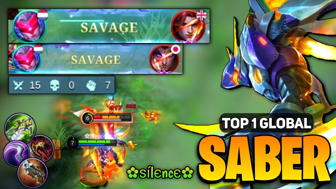 2X SAVAGE! Saber Best Build 2022 [ Top 1 Global Saber Gameplay ] By ✿ѕ&iacute;lєncє✿ - Mobile Legends