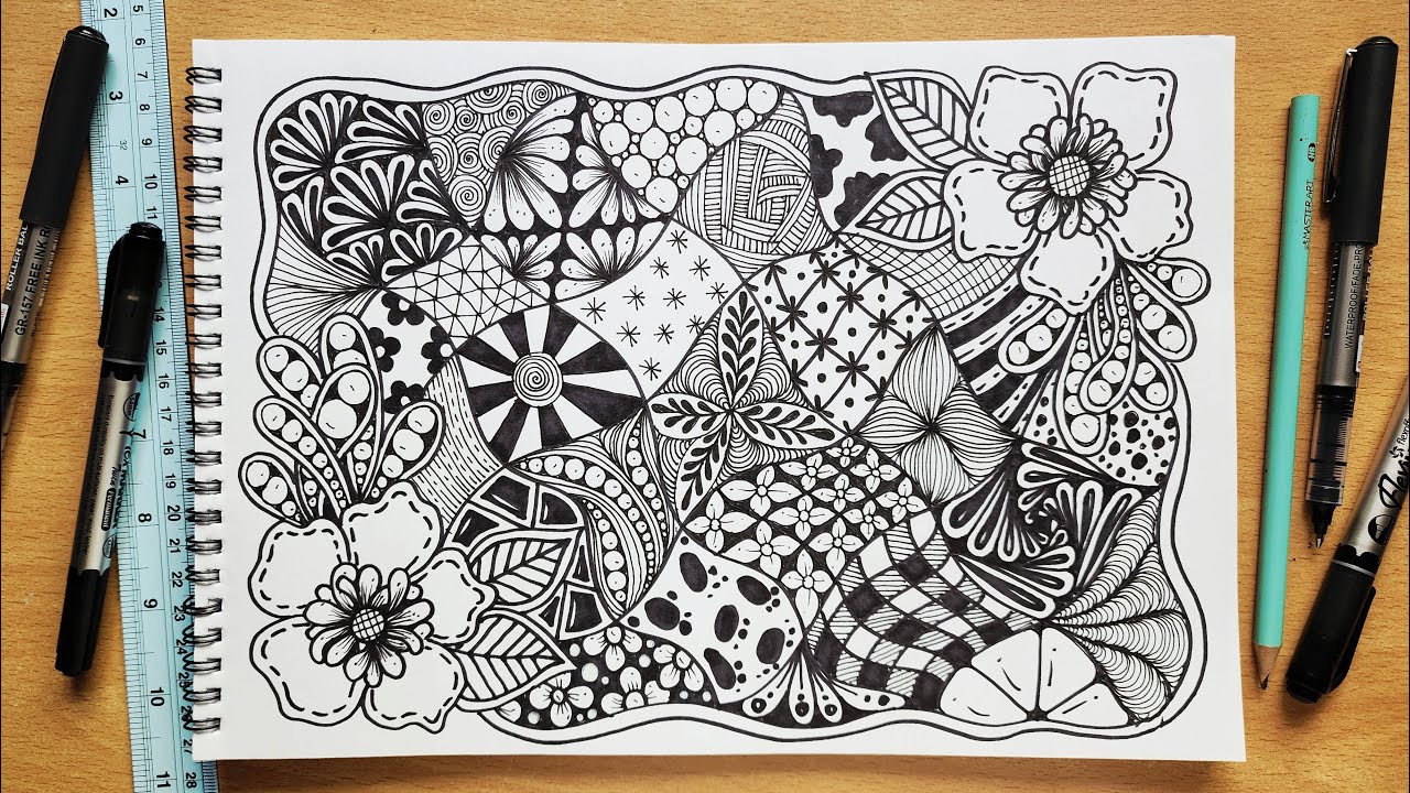 How To Draw Easy Zentangle Patterns For Beginners || Zentangle Art