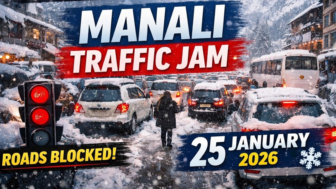 Manali Snowfall Traffic Update ❄️ | 25 January 2026 | Heavy Snow Jam Live