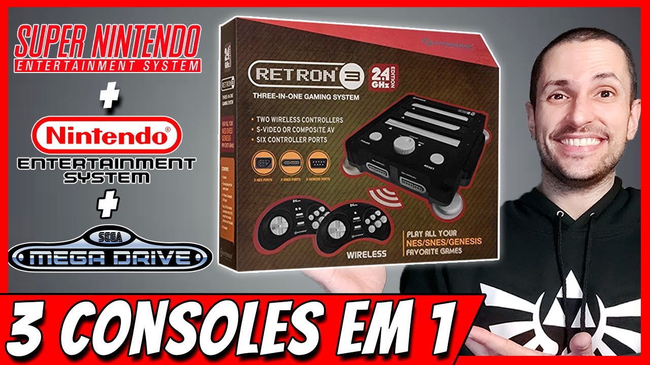 Hyperkin Retron 3: console 3 em 1 roda fitas de Super Nintendo, Mega Drive e NES no hardware (v2.4g)