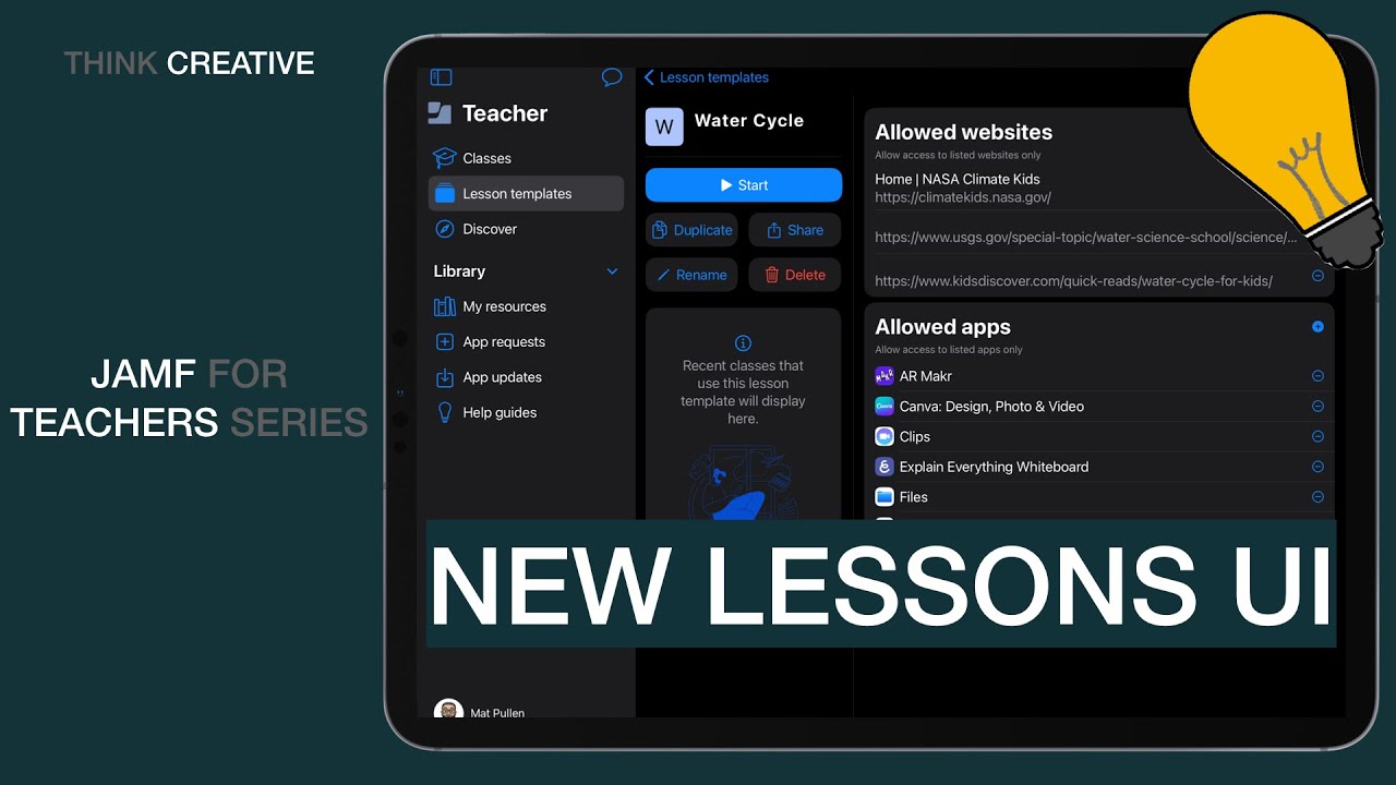 Jamf Teacher new Lesson template