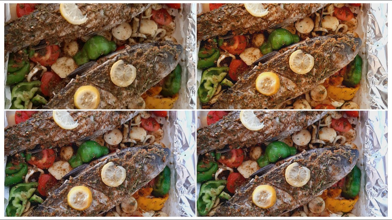 سمك 🐟مشوي بالفرن باسهل طريقة (صحي ، مشبع ، لذيذ ) ☺😍😍