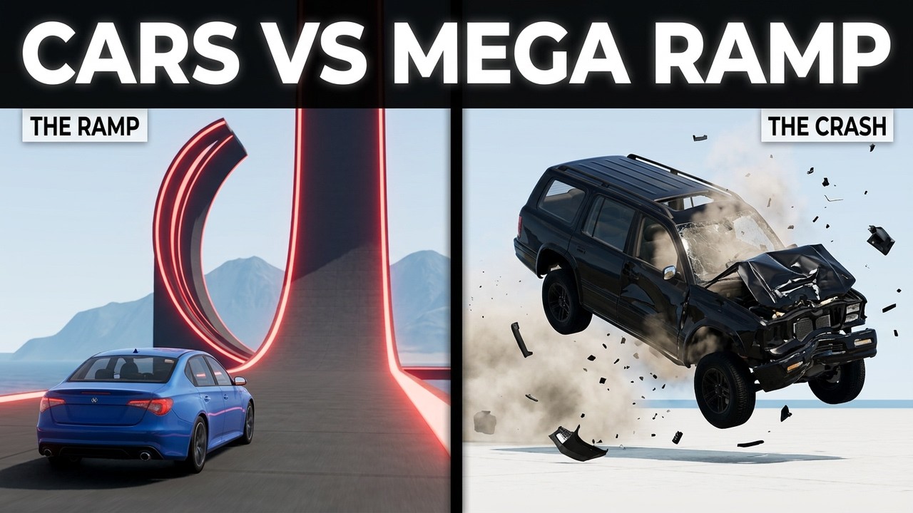 Cars VS Mega Ramp | BeamNG.Drive #beamngdrive #beamng #automobile #gaming #beamngexperiments