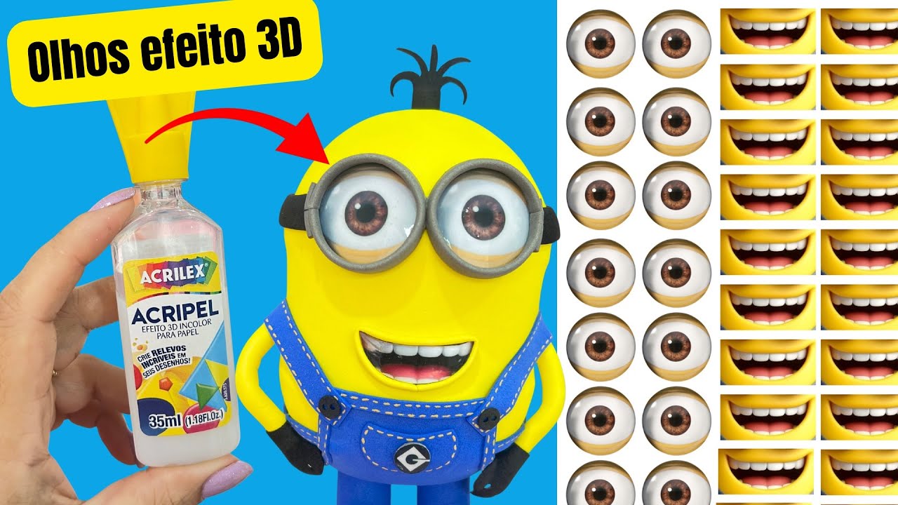 Como fazer olhos e boca dos Minions efeito 3D usando Acrópole da Acrilex