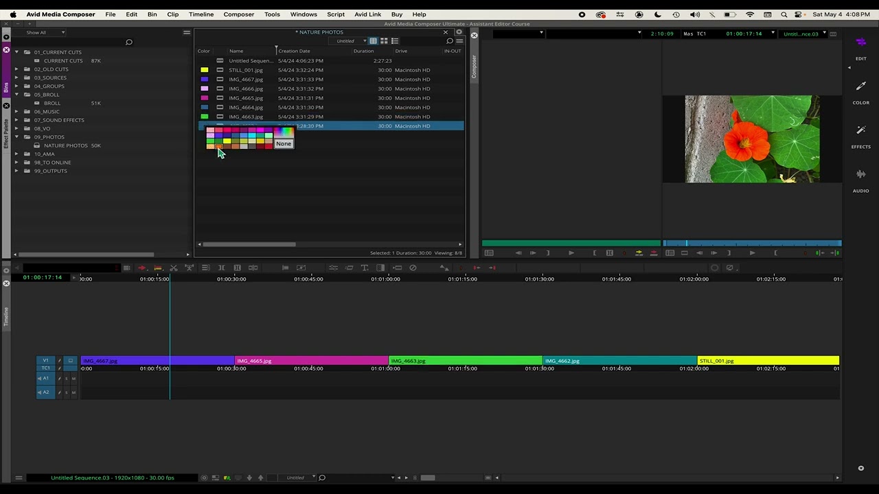 Avid Media Composer - Lesson 26 - Clip Color