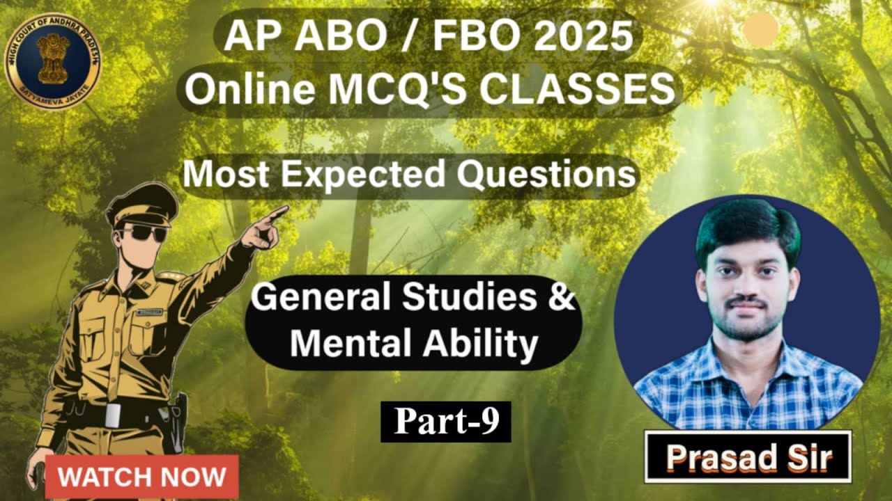 AP Forest Beat Officer and Assistant Beat Officer 2025 || G.S & Mental Ability MCQs Batch || Part -9