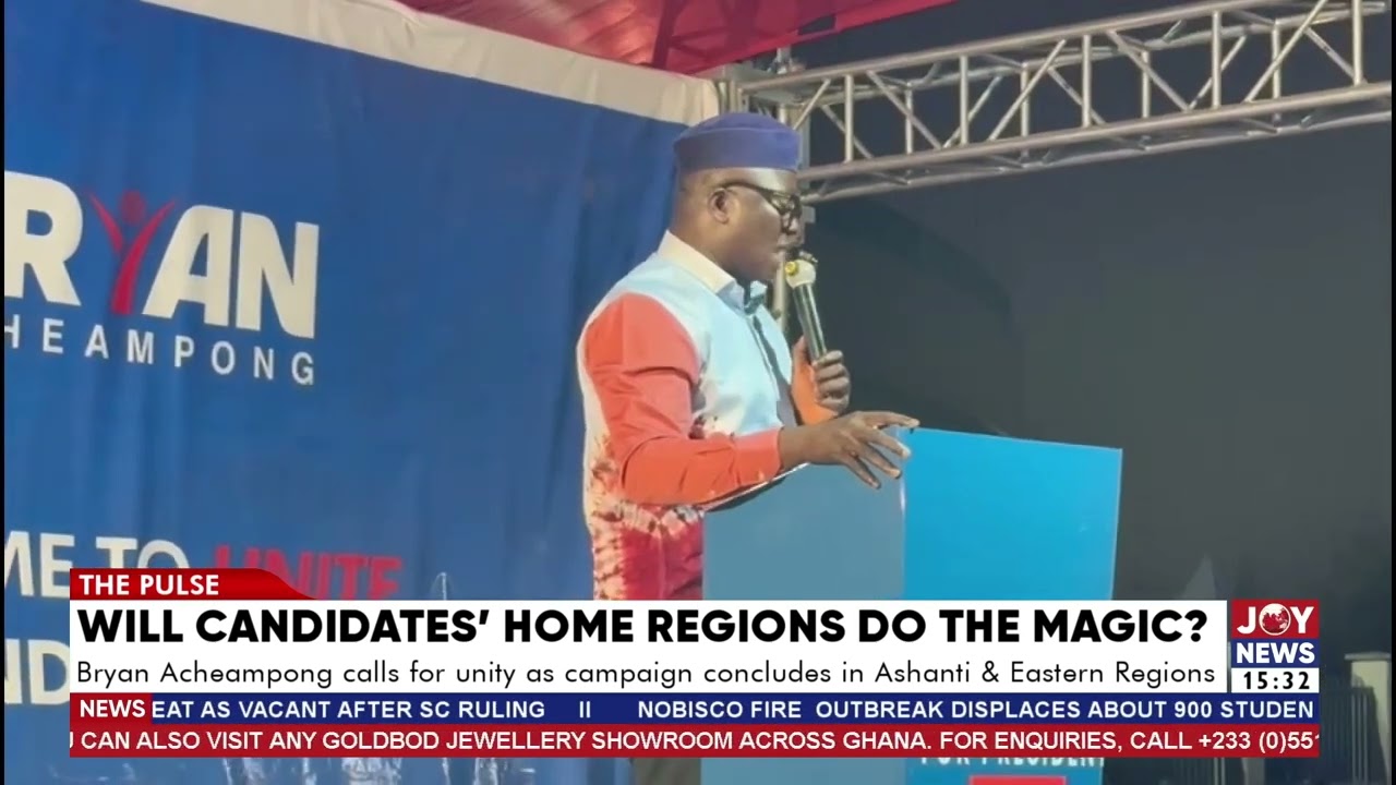 Bryan Acheampong calls for unity as the campaign concludes in Ashanti and Eastern Regions.