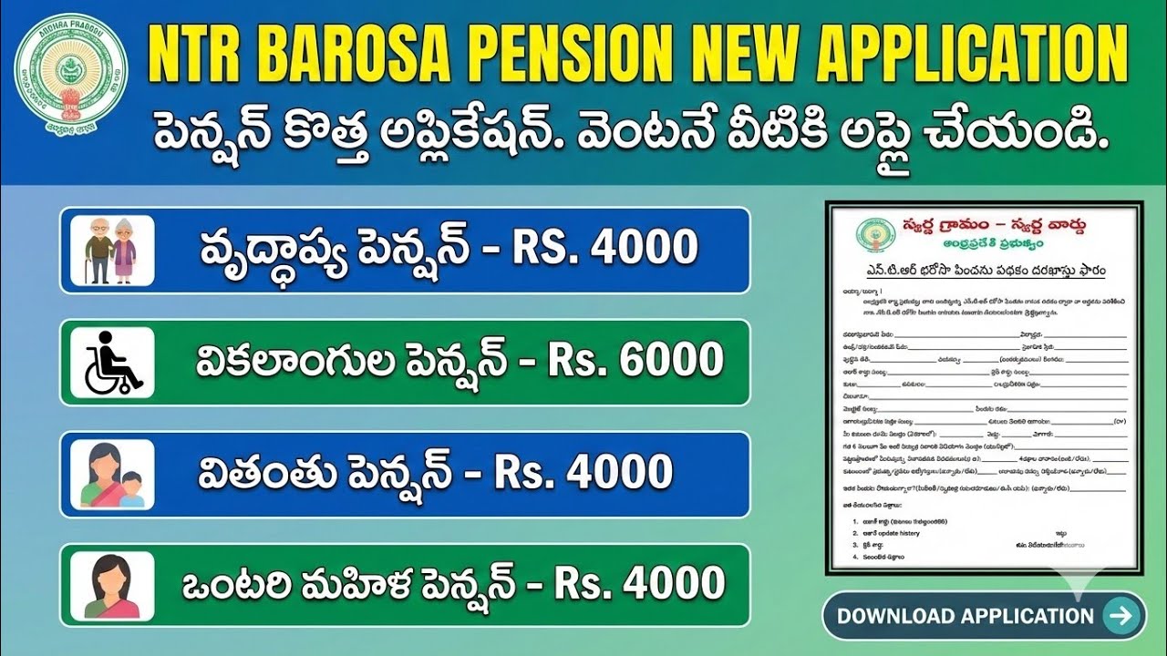 AP PENSIONS NEW APPLICATION | ఏపీ లో కొత్త పెన్షన్ అప్లికేషన్ | Required Documents 
