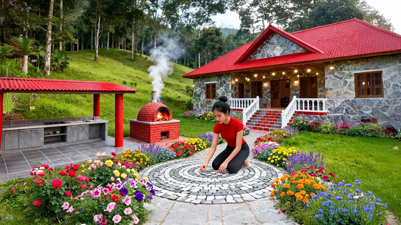 TIMELAPSE &ndash; Amazing DIY: Building a Stunning Front Yard & Walkway for a Wooden House