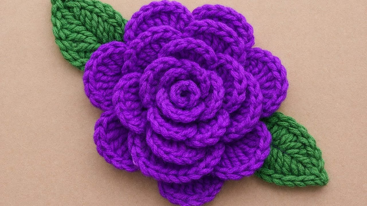 Así de Hace una Rosa a Crochet Realista/ Fácil y Elegante