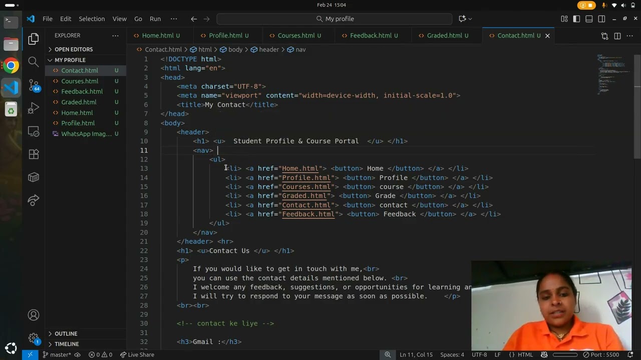 HTML Project part 5 Contact Page