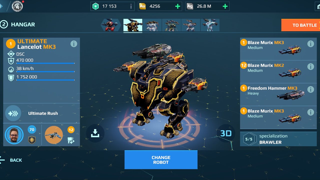 Lancelot Hammer Murix | Full Shotgun War Robots Gameplay 