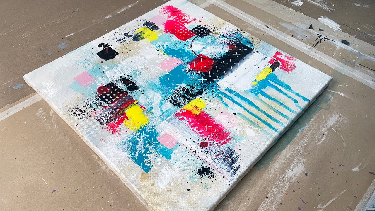 Easy Abstract Acrylic Painting Demo - Step By Step Art Tutorial - 144