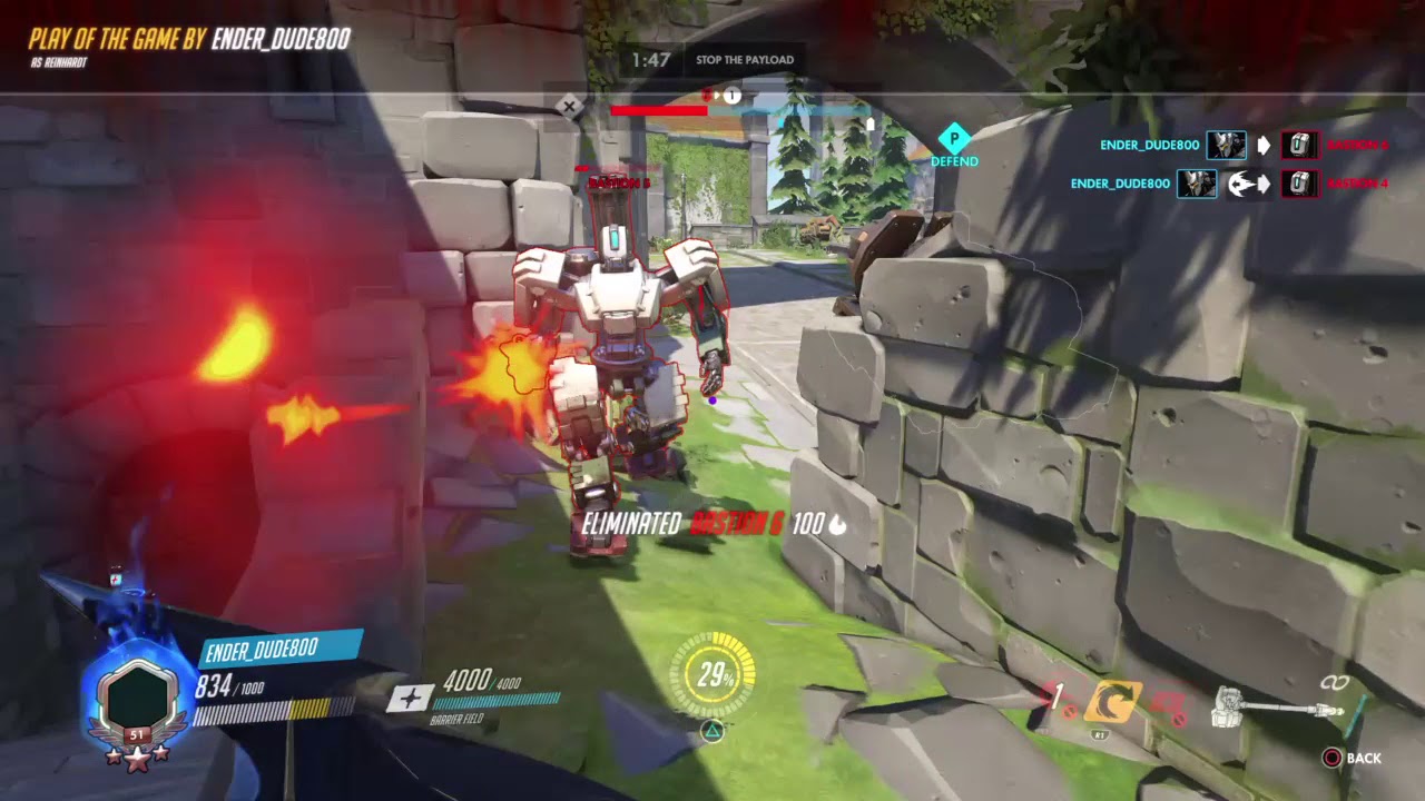 Buffed Reinhardt vs 6 Bastions