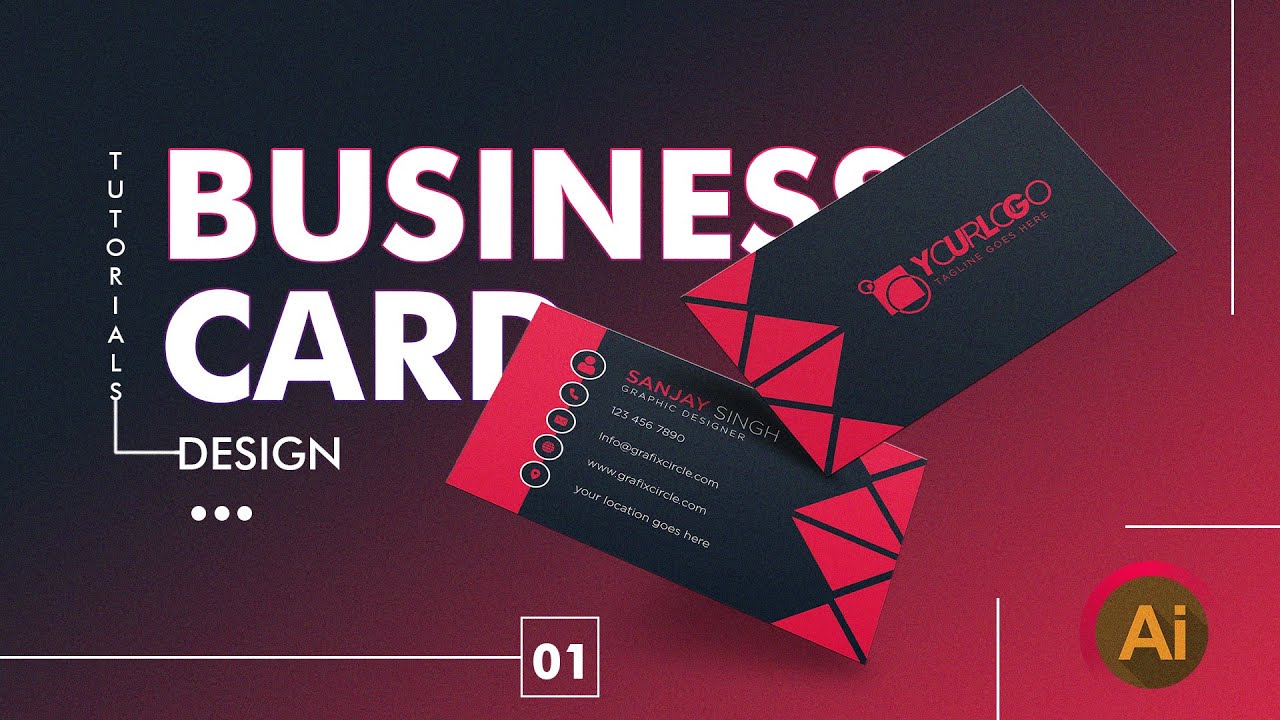 Business Card Design in Adobe Illustrator | step by step visiting card design tutorials