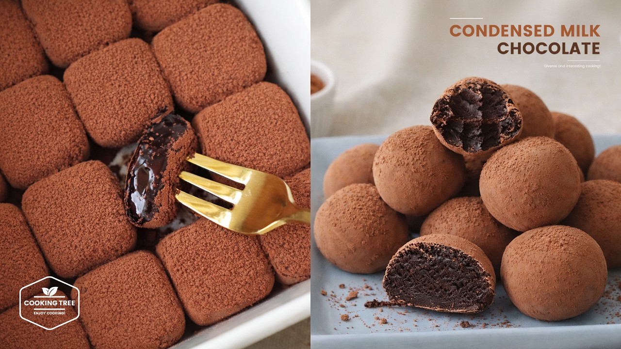 2 ингредиента! Рецепт шоколадных трюфелей со сгущенкой с 2 текстурами * Easy Dessert