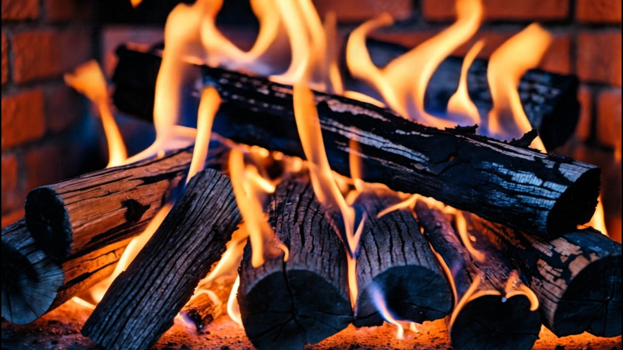 ❄️ Intense Golden Fire 4K UHD on Burning Logs | Realistic Crackling Fireplace Ambience