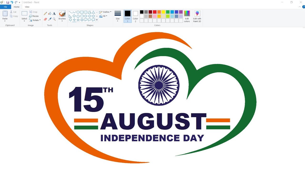 How to draw in Ms Paint | Independence day Drawing | Independence Day Poster Making.
