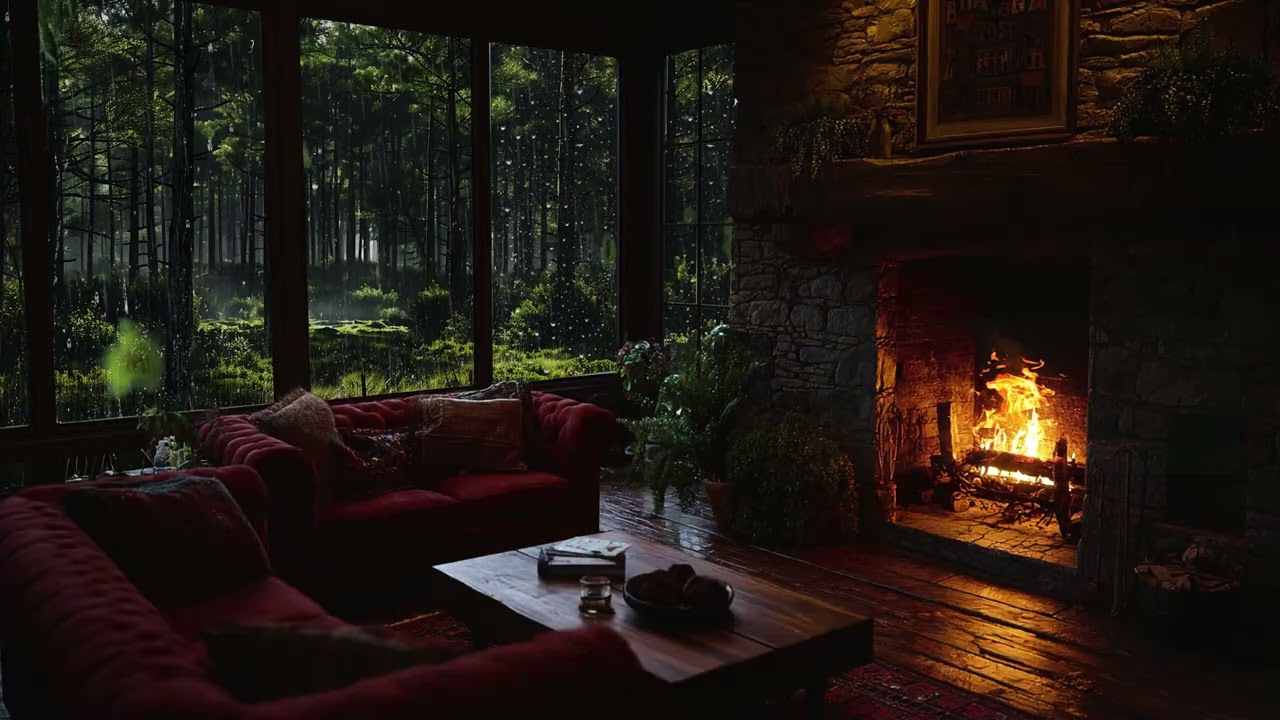 Heavy Rain in a Dark Mountain Cabin 🌧️ Night Ambience for Insomnia Relief