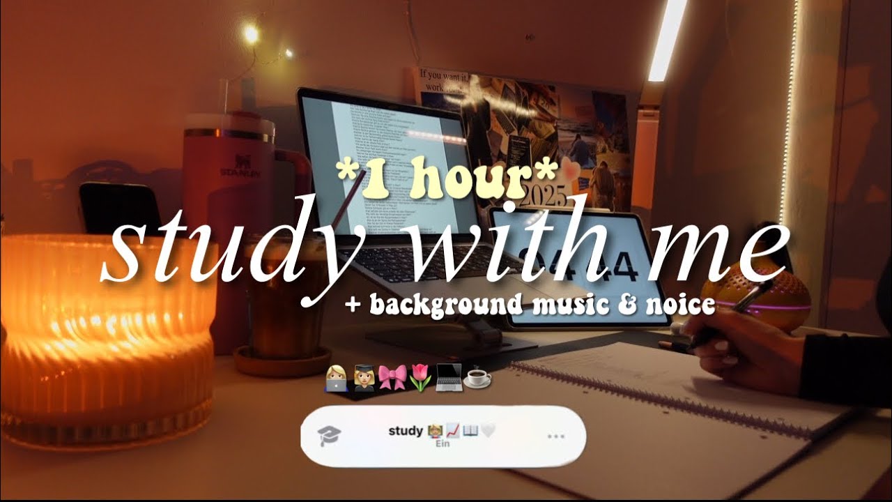 study with me (background music & voice) *1 hour* 👩🏼‍💻