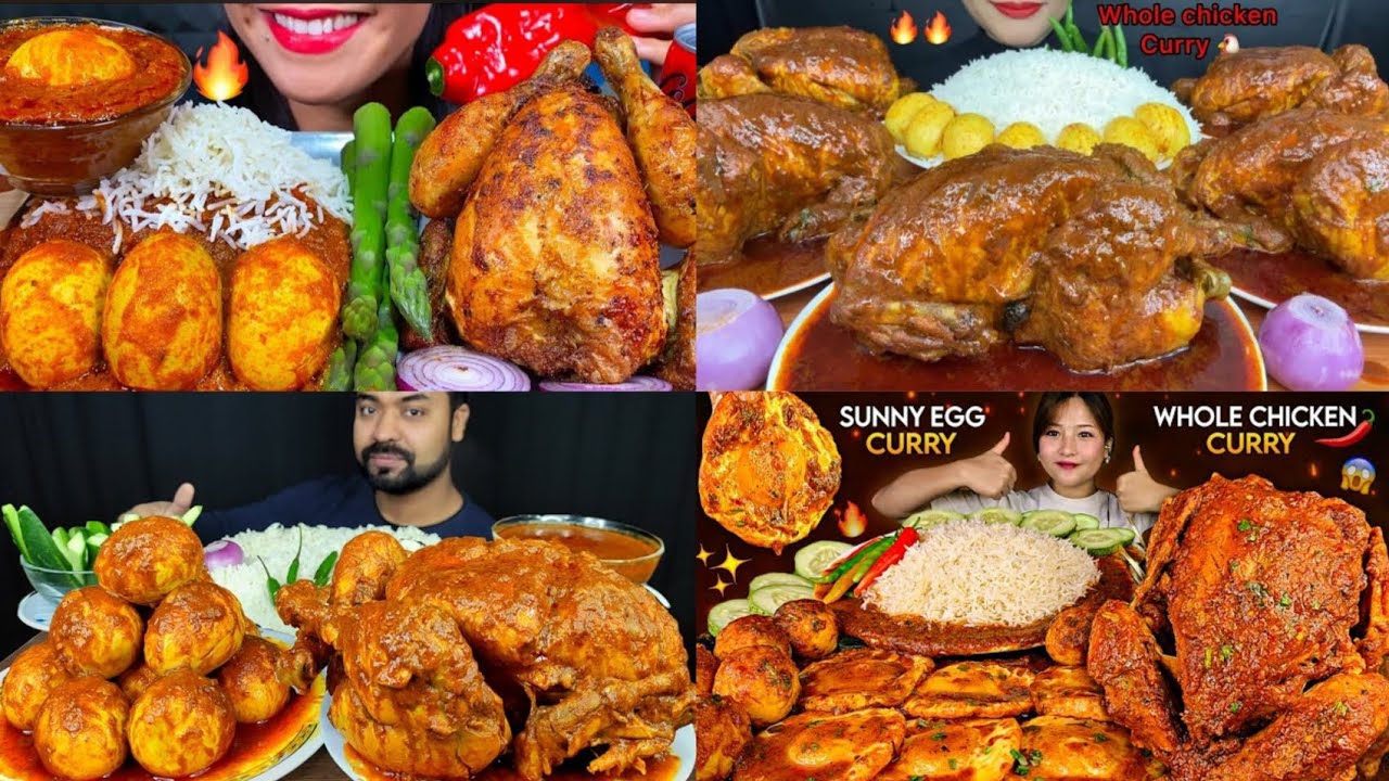 ASMR EATING LOTS OF WHOLE CHICKEN CURRY WITH EGG🥚, EATING CHALLENGE MUKBANGERS #mukbang #asmreating 