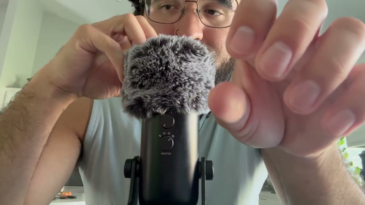 ASMR | slow mouth sounds a fluffy mic triggers 